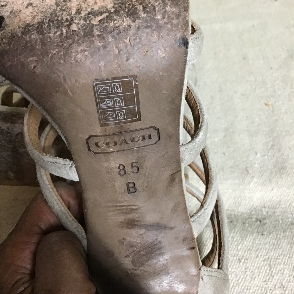 Coach Women’s Stone Beige Suede Strappy Sandals Sz. 8.5 - Picture 8 of 10